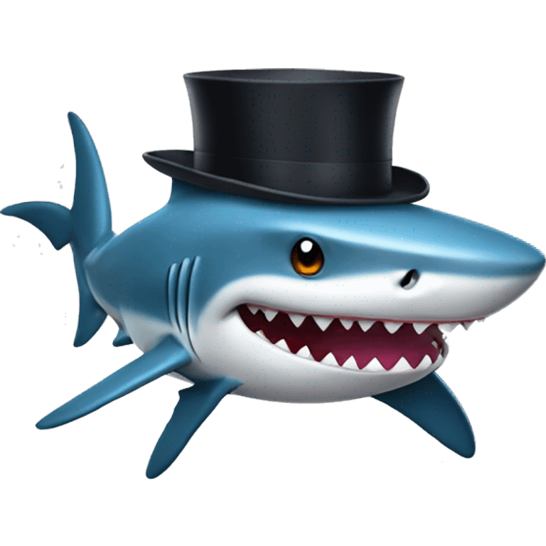 Shark with a top hat emoji