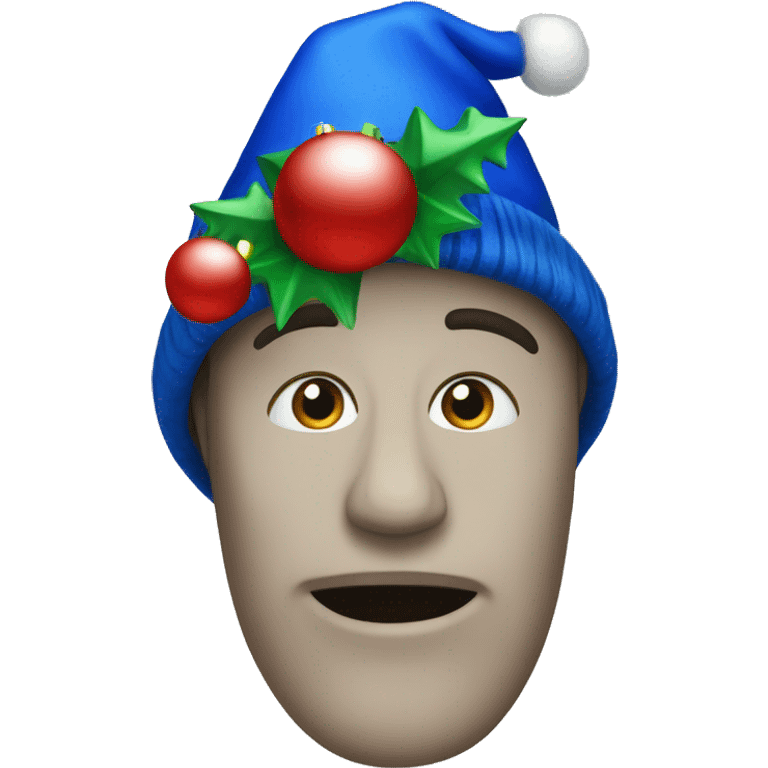 Blue Christmas tree hat emoji