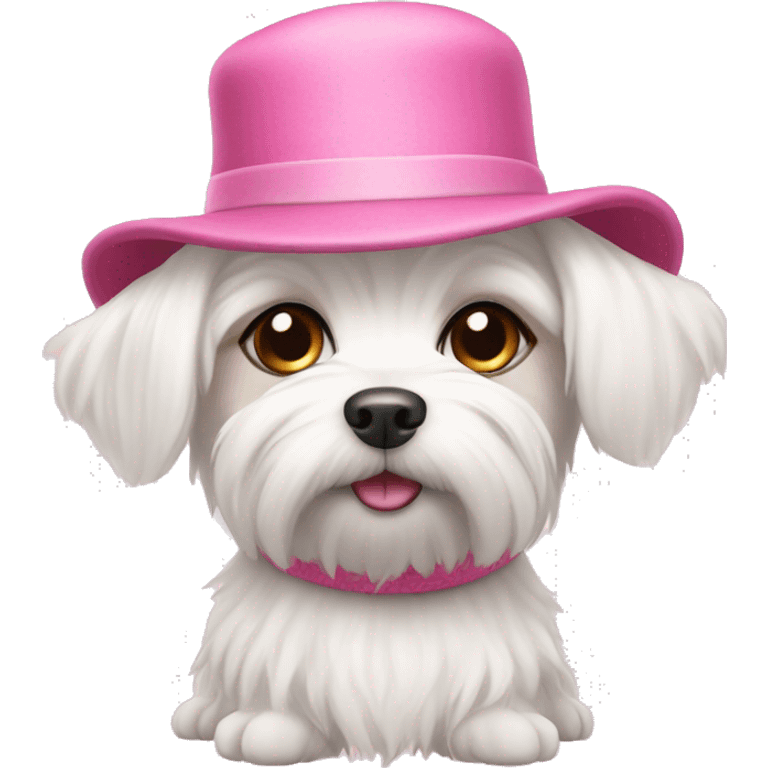 Maltese dog wearing a pink hat  emoji