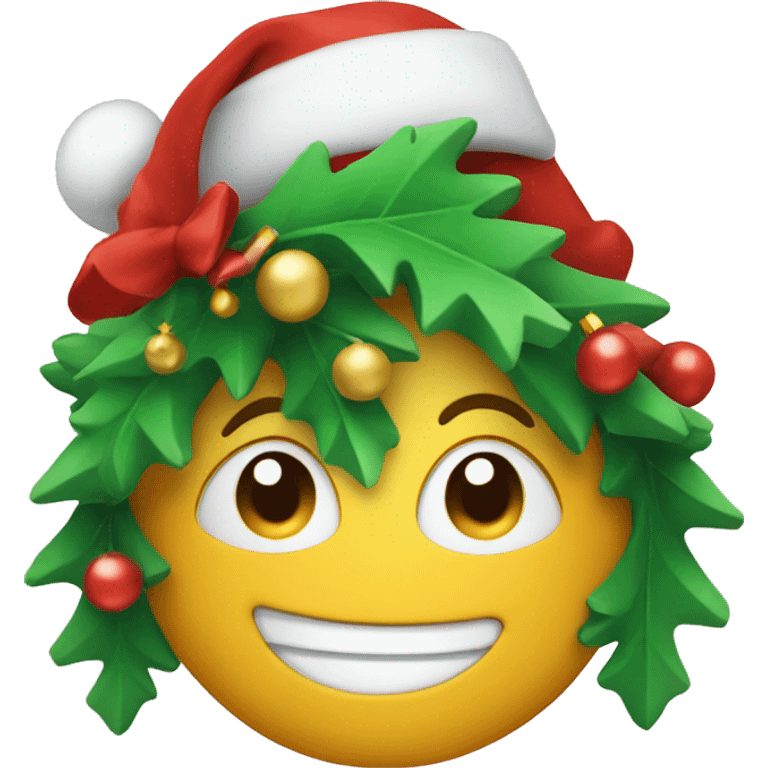 smiling emoji with christmas hat emoji