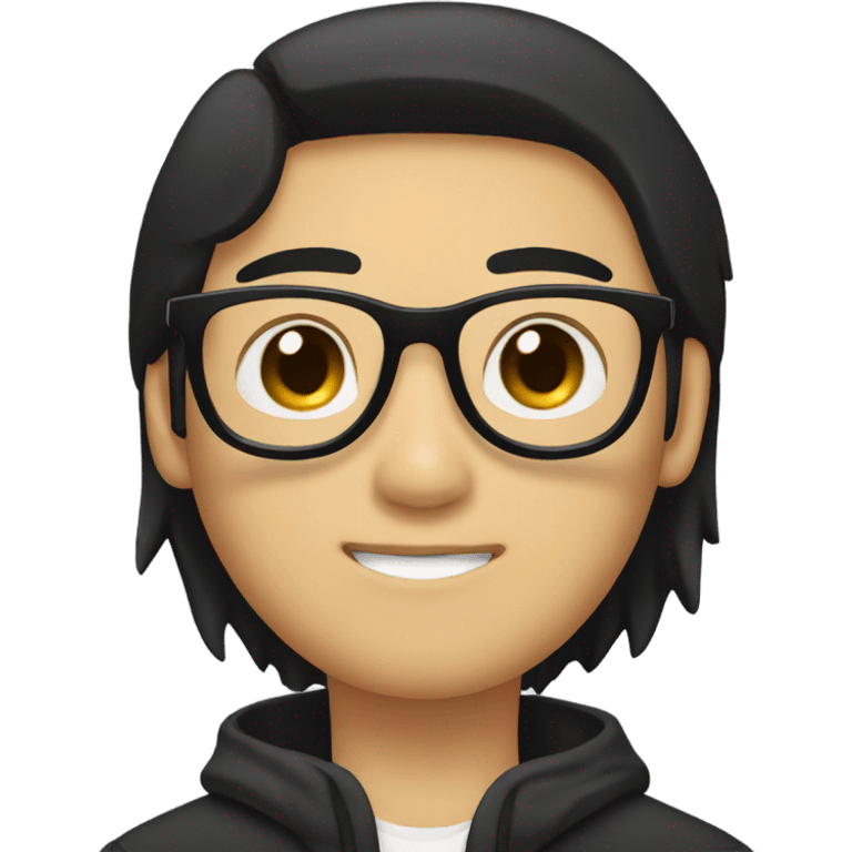 programmer, student, asian, black hair, black eyes, male, round face, black sunglasses emoji