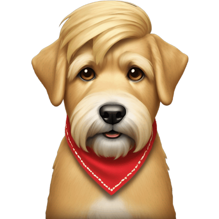 President Donald trump with wheaten terrier wearing a red bandana emoji