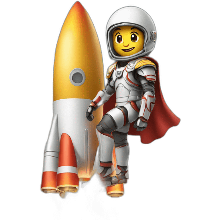 a warrior on the back of a rocket taking off emoji