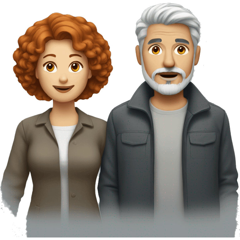 Redhead woman with gray haired man with a goatee emoji