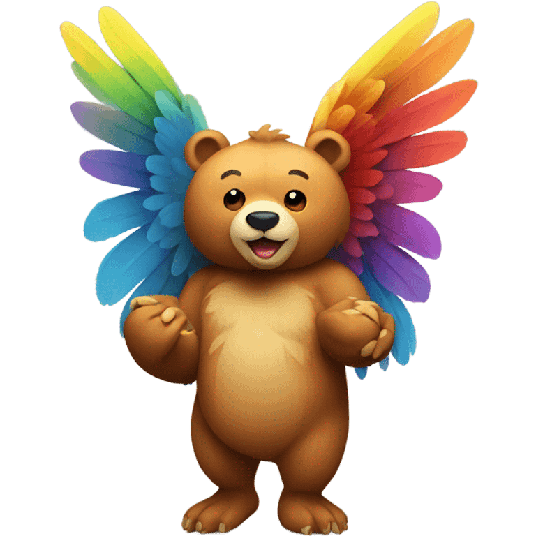 Bear with wings holding a chicken emoji