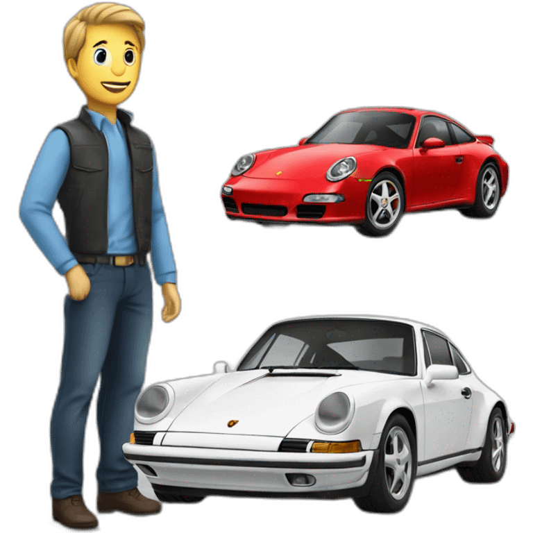 Un homme qui conduit une Porshe 911 es emoji