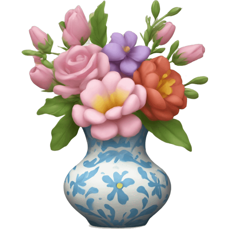 Pretty vase with floral pattern emoji