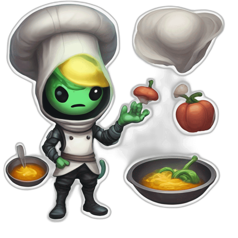 alien chef scifi roguelike rpg style inspired by slay the spire digital art emoji