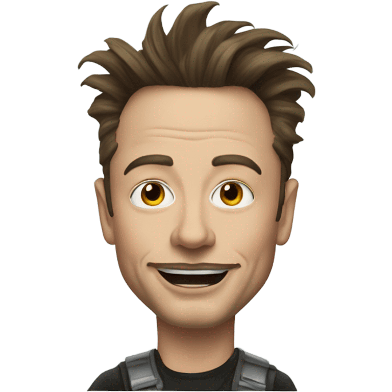 Elon musk with trips hair, while also wearing clown makeup emoji