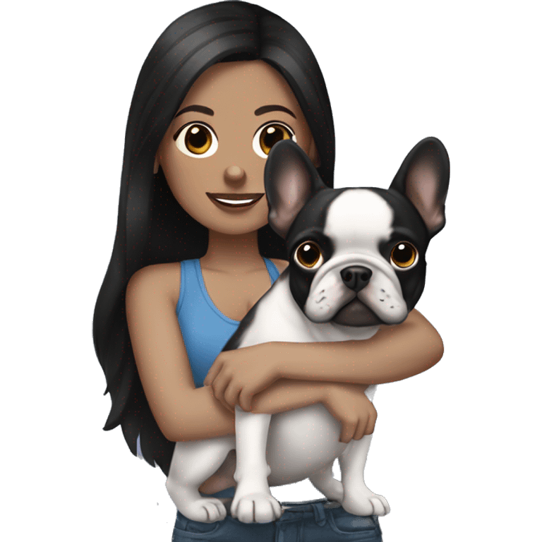 white brunette  with black frenchie emoji