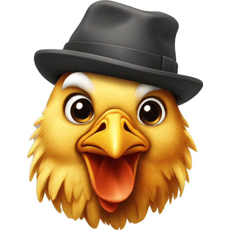 Chicken wearing a hat emoji