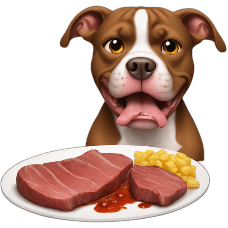 angry pitbull eating steak baby steak emoji