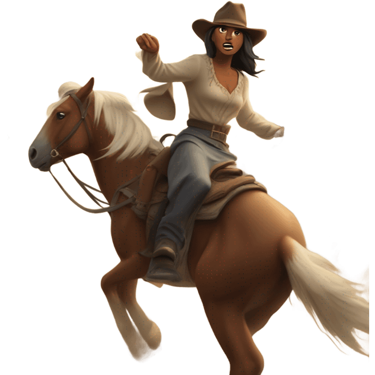 Woman running from cowboys emoji