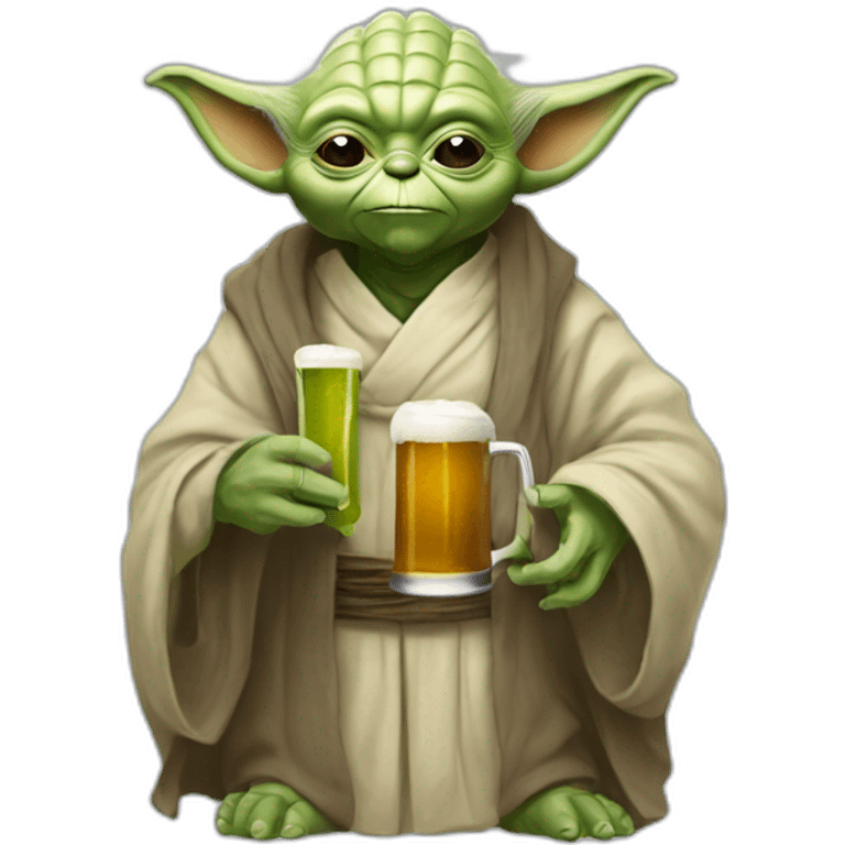 Yoda avec une bierre emoji