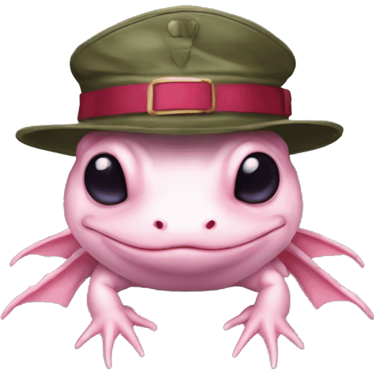 Axolotl with military hat and sunglasses emoji