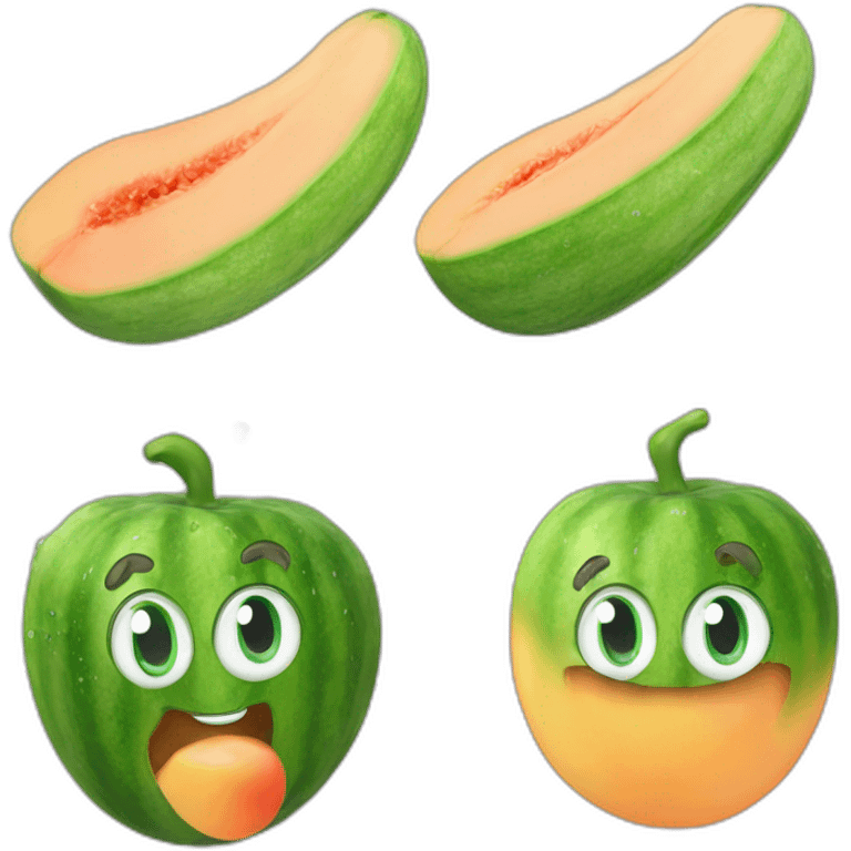 Cucumber in a peach with a splash of water emoji