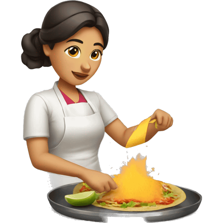 Mexican woman cooking tacos emoji