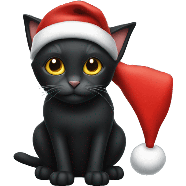 Black cat with Santa hat emoji