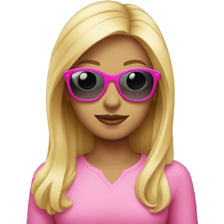 Blonde Girl with pink shirt and sunglasses emoji