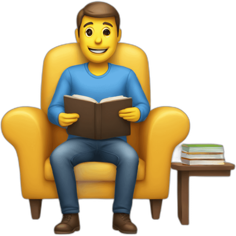 productiv man seat on chair with book emoji