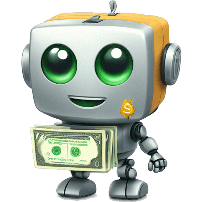 cute finance robot with money emoji