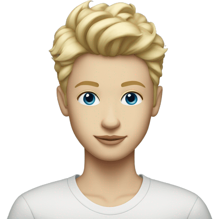 short textured quiff blonde hair white teenager with blue eyes emoji