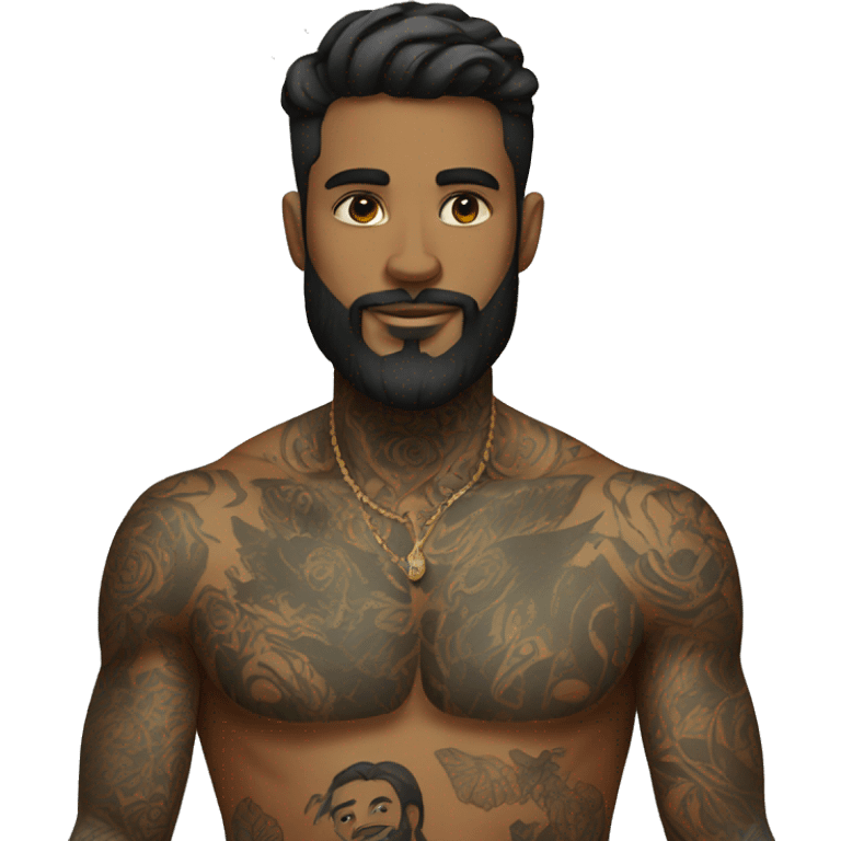 Man with a beard wearing tattoos  emoji