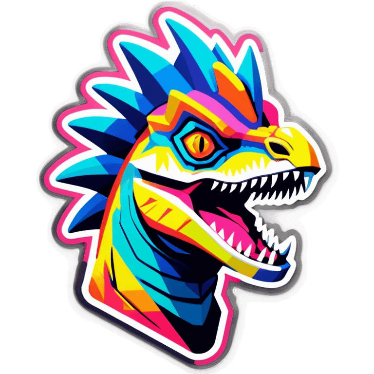 Synthwave dilophosaurus head logo emoji