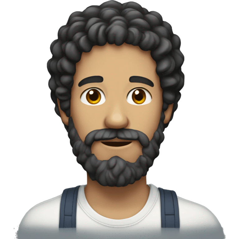 White Man with dark curly hair and beard emoji