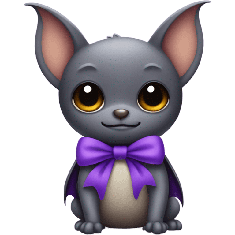 little bat wearing a purple bow emoji