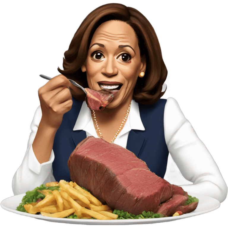 Kamala Harris eating beef emoji