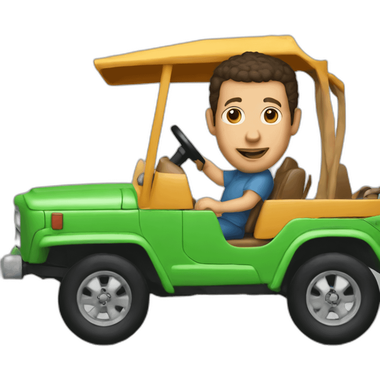 Adam Sandler driving a toy jeep emoji