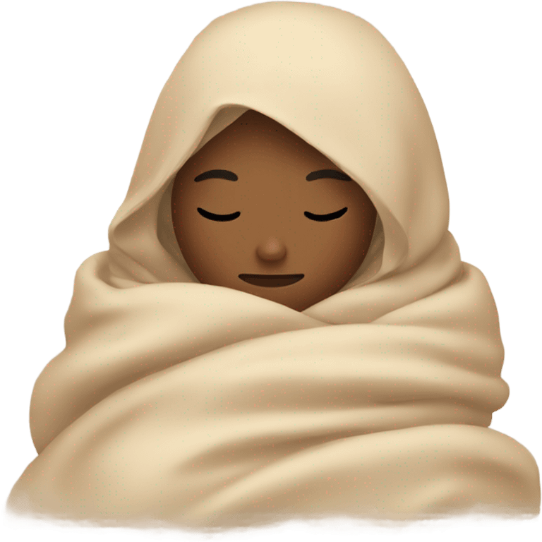 A girl sleeps under a beige blanket emoji