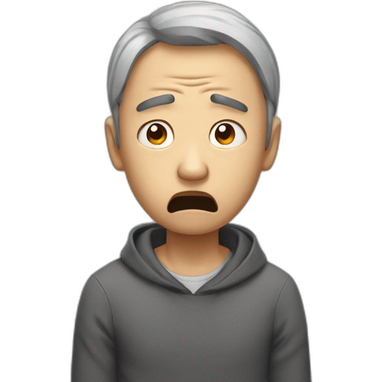 anguished asian man emoji