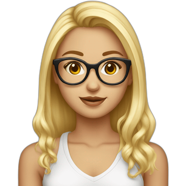 Una chica rubia de 17 años con gafas emoji