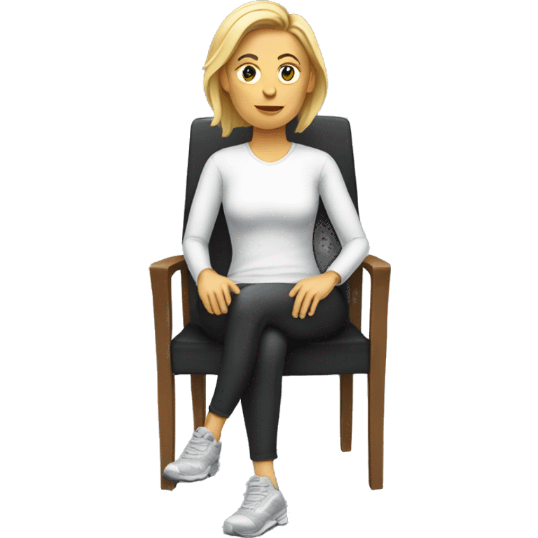 white woman in sport sitting down on a chair  emoji