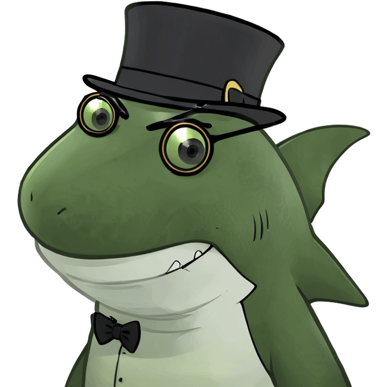 Shark with a top hat emoji