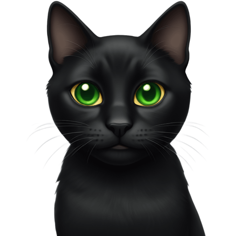 Black cat with green eyes emoji