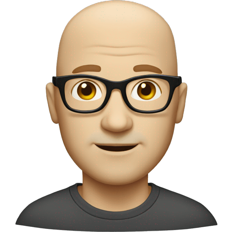 Bald white Man with thick black glasses emoji