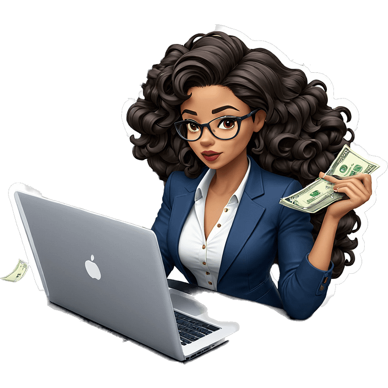 confident woman with laptop emoji