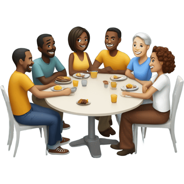 happy meeting at a table emoji