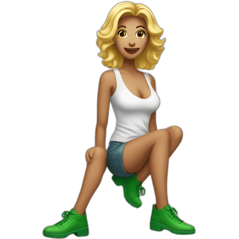 hot woman with green shoes emoji