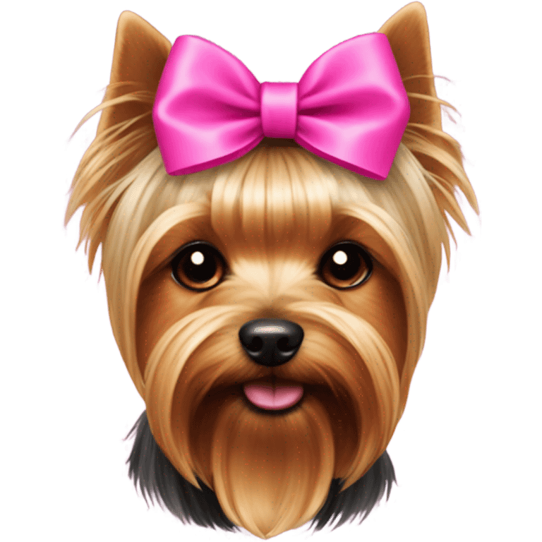 Pink bow on a yorkie  emoji