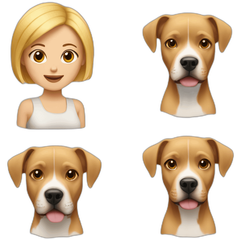 Blond lady with bob haircut with two pitbulls emoji