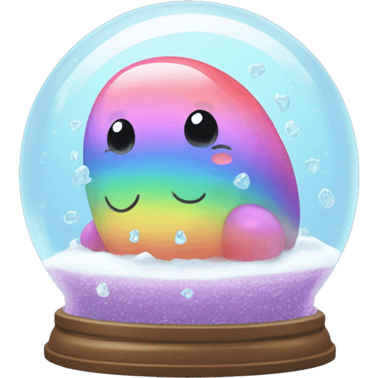 Kawaii rainbow pastel bedazzled bean with big butt in an under the sea snow globe  emoji