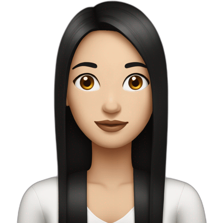 Fair skinned pretty woman with long straight black hair emoji