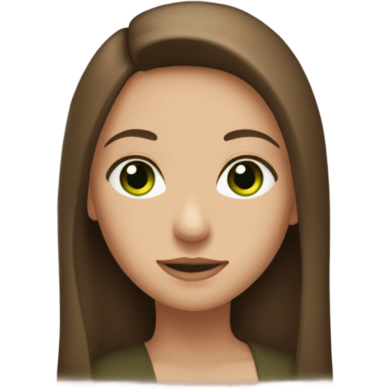 girl with green eyes? straight long brown hair.  emoji