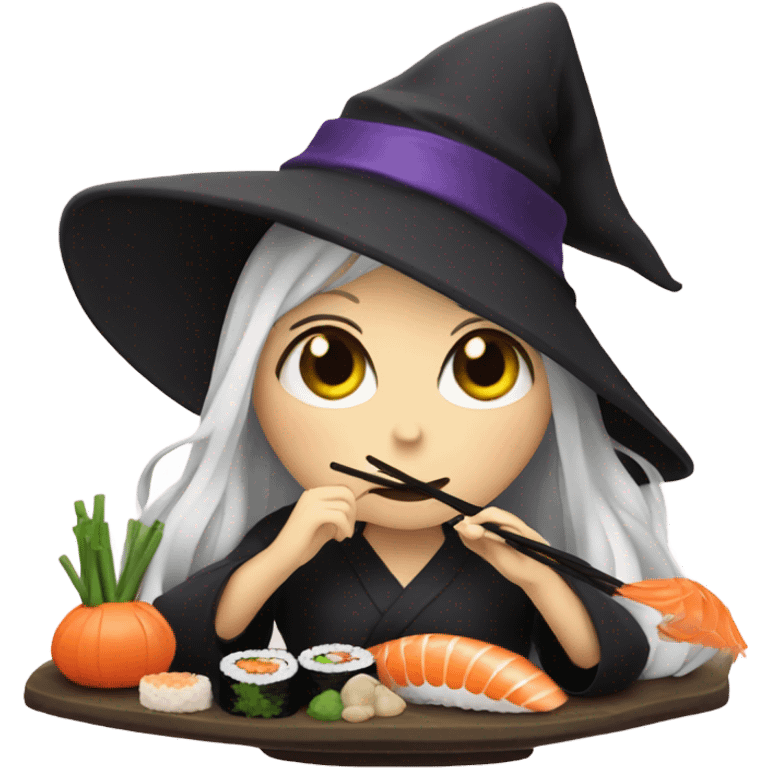 Witch eating sushi emoji