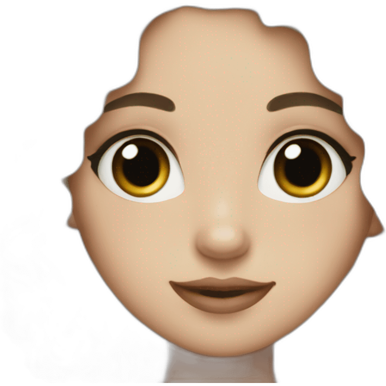 a white girl with curly black hair and lashes emoji