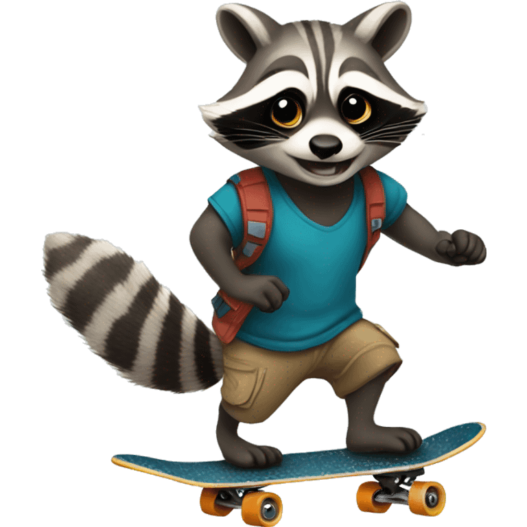 raccoon riding a skateboard emoji